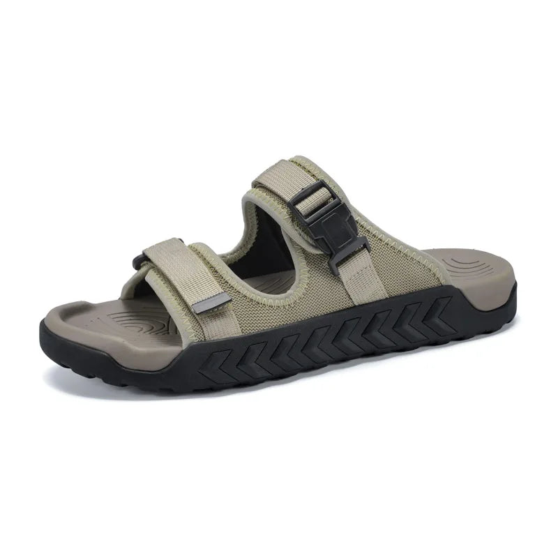 Street Style Men Sandals Fashion Summer Flats Soft Soled Anti Slip Beach Slippers New Casual Outwear Half Drag Wading Aqua Shoes