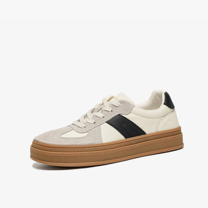 BEAUTODAY Casual Sneakers Women Cow Suede Split Leather Microfiber Patchwork Shoes Lace-up Female Traniers Handmade  29768