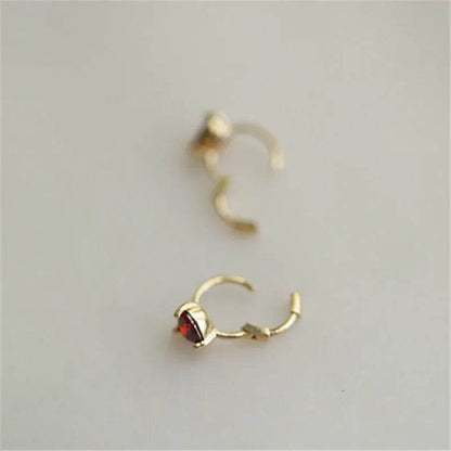 925 Sterling Silver Plated 14K Gold French Zircon Heart Earrings for Women Sweet Temperament Party Jewelry Accessories - Touchy Style