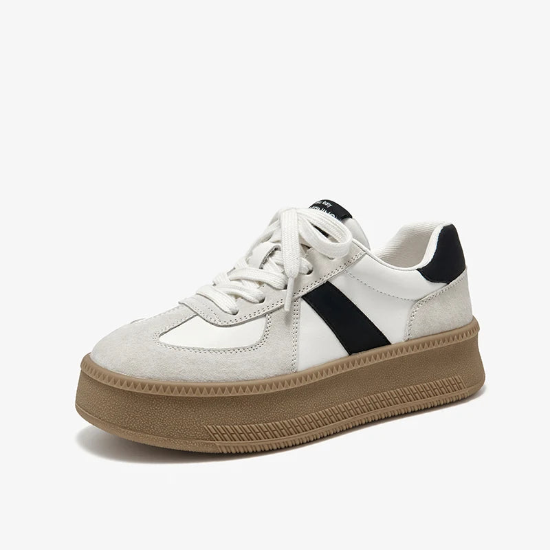 BEAUTODAY Fashion Sneakers Women Suede Leather Mixed Colors Lace-up Round Toe Sliver Flats Ladies Vulcanize Shoes A29864