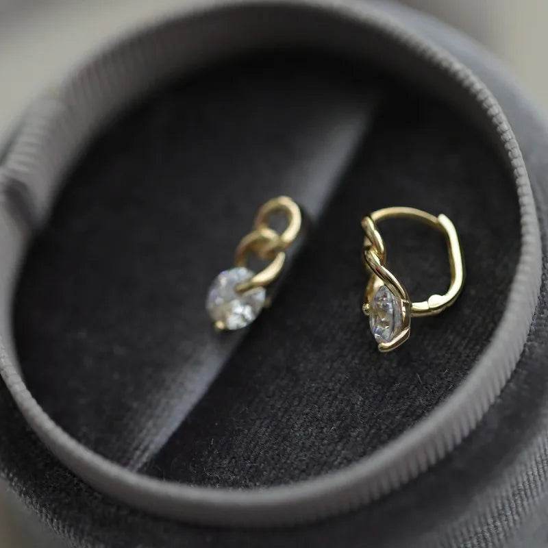 925 Sterling Silver Fashionable Chain Delicate Zircon Earrings for Women High Quality Simple Party Jewelry - Touchy Style