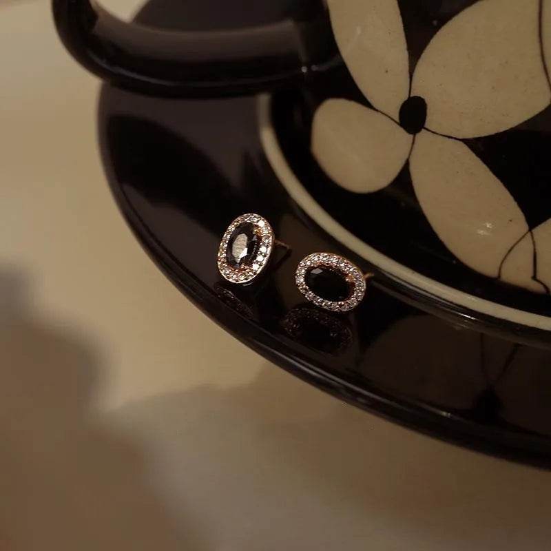 925 Sterling Silver Inlay Zircon Black Agate Earrings for Women High Quality Exquisite Jewelry Accessories - Touchy Style