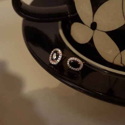 925 Sterling Silver Inlay Zircon Black Agate Earrings for Women High Quality Exquisite Jewelry Accessories - Touchy Style