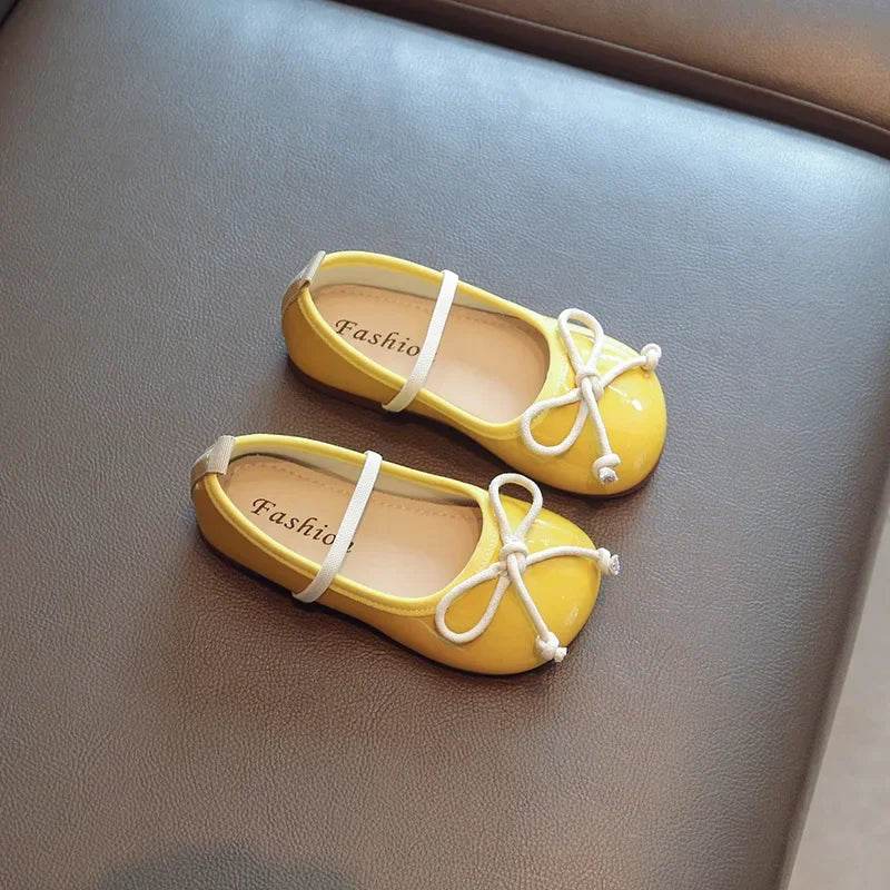 Smooth and Brightly Patent Leather Shoes for Kids Girls Simple Bow-tie Mary Janes Shoes Flats Kawaii Slip on Shoes Girl F07193 - Touchy Style