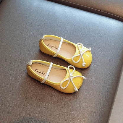 Smooth and Brightly Patent Leather Shoes for Kids Girls Simple Bow-tie Mary Janes Shoes Flats Kawaii Slip on Shoes Girl F07193 - Touchy Style