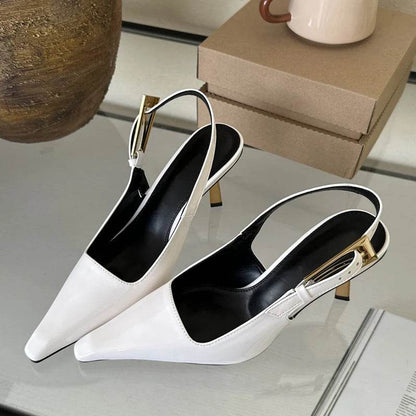 New Design Thin High Heels Pointed Toe Women Pumps Street Style Banquet Buckle Strap Party Slingbacks Female Shoes - Touchy Style