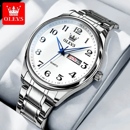 OLEVS Classic Bussiness Quartz Watch for Men Digital Dial Date Week Display Clock Luminous Waterproof Man Gold Wristwatches - Touchy Style