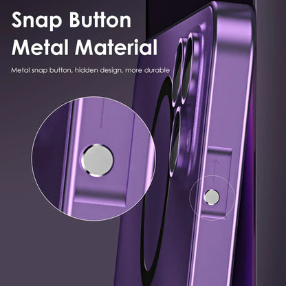 Aluminum Metal Frame Magnetic Case For iPhone 16 15 14 13 12 Pro Max Plus Magsafe Wireless Charge Glass Lens PC Backboard Cover