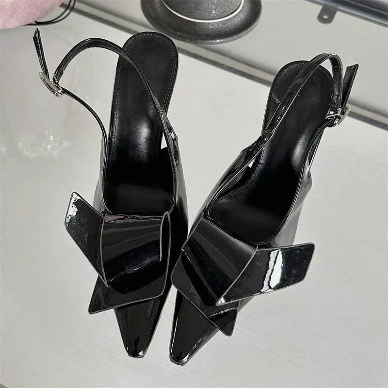 New Design Splicing Rivet Buckle Strap Women Pumps Thin High Heels Pointed Toe Stripper Elegant Party Shoes - Touchy Style