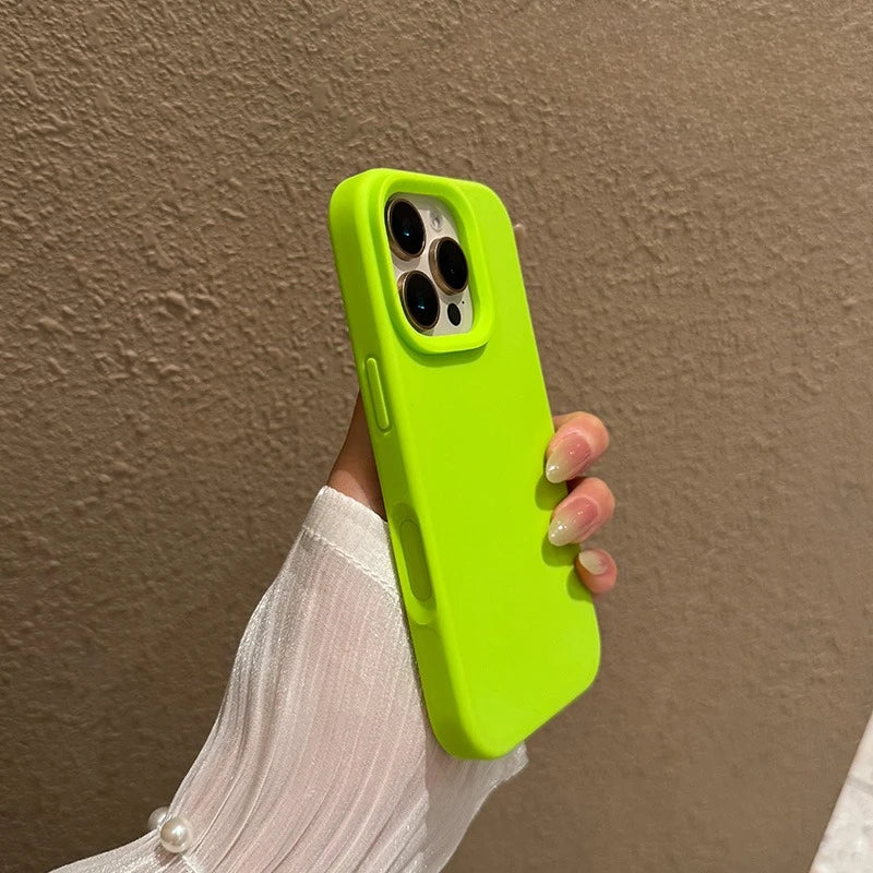 Business Pure Color Liquid Silicone Case for iPhone 11 12 13 14 15 16 Pro Max Plus 16e Sensitive Camera Control Button Cover