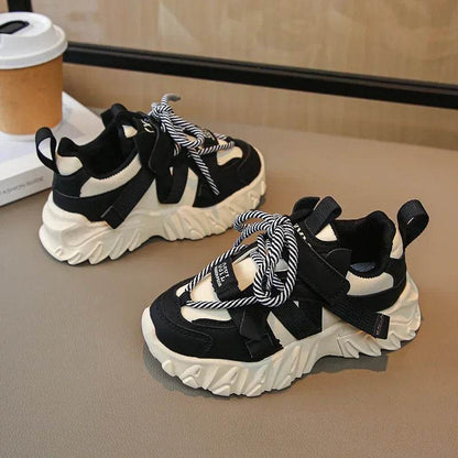 New Arrival Children Sneakers Pretty Silhouette Girl Running Shoes Pink Black Khaki Trendy Kids Shoes Boys Training Shoes G09212 - Touchy Style