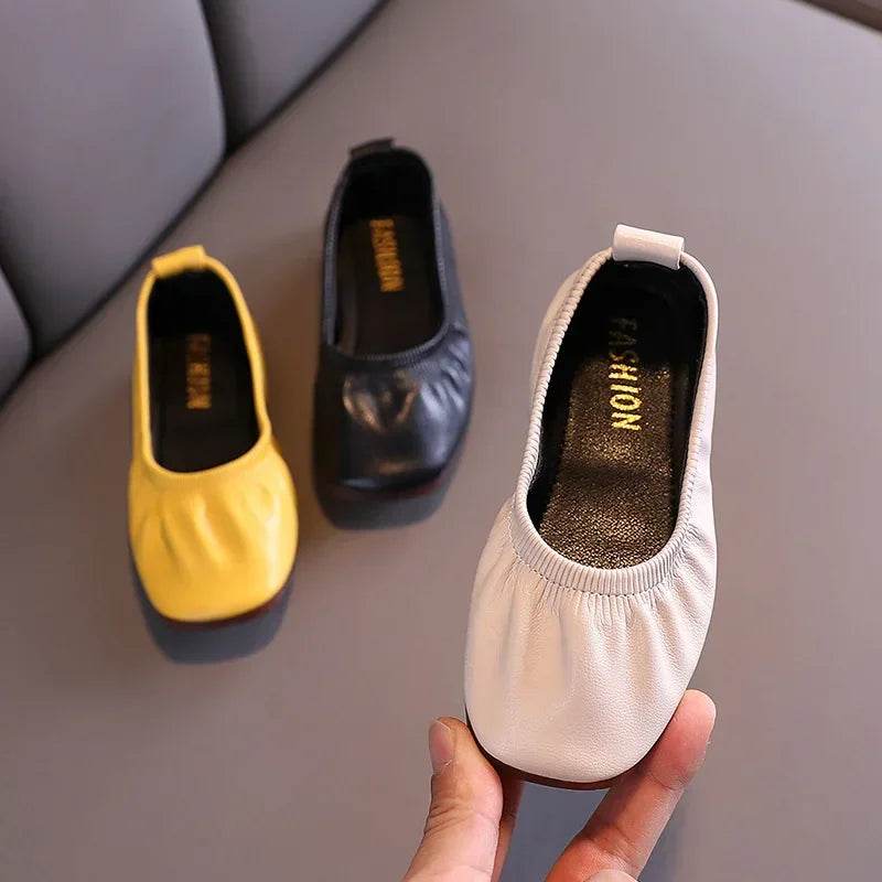 Princess Girls Flat Shoes Breathable Soft PU Leather Dress Shoes for Party Ballet Dance Slip-on Overshoes Casual Moccasin F12282 - Touchy Style