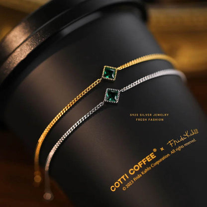 Real 925 Sterling Silver Fashion Vintage Green CZ Bracelet For Women Wedding Party Fine Jewelry - Touchy Style