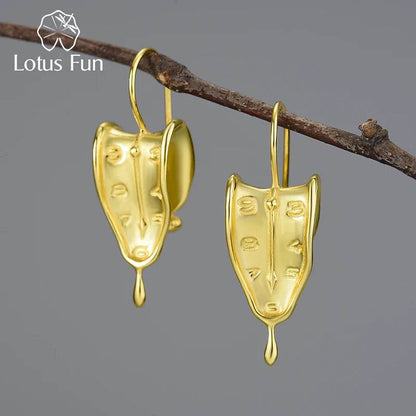 Lotus Fun Eternity of Memory 18K Gold Clock Shape Love Forever Dangle Earrings for Women 925 Sterling Silver Luxury Fine Jewelry - Touchy Style