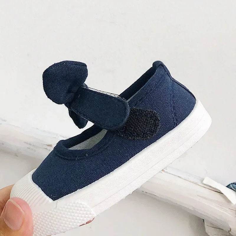 Spring Summer 2023 Sweet Children Breathable Canvas Shoes for Girls Lovely Girl Shoes with Bowknot Baby Girl Dance Shoes F12164 - Touchy Style