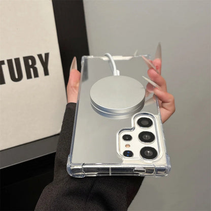 Makeup Mirror Magnetic Case For Galaxy S25 Ultra S24 FE S23 S22 Plus A56 A54 A52 A36 A26 A34 Airbag Bumper Magsafe Cover