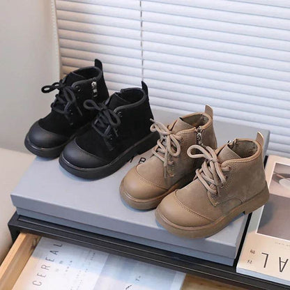2024 New Girls Casual Shoes Non-slip Simple Children Fashion Boys Leather Boots Spring and Autumn New Kids Cotton Shoes Non-slip - Touchy Style