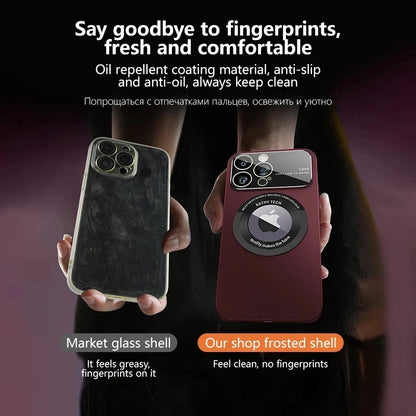 Luxury Matte Magnetic For Magsafe Cases For iPhone 15 14 12 11 13 Pro Max Plus Accessories Wireless Charge Lens Protector Cover
