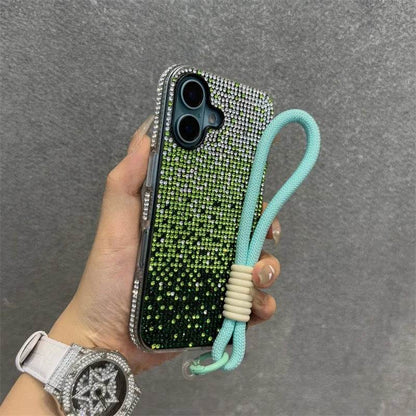 Luxury Bling Case Full Shinny Diamond Bumper Frame Cover For iPhone 15 16 ProMax 14 Plus 13 12 11 Pro Max Wristband Lanyard Case - Touchy Style