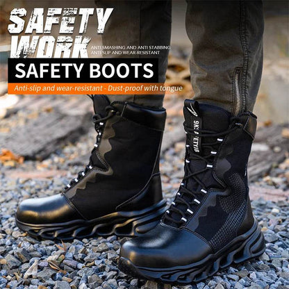 Safety Boots Men Puncture-Proof Work Boots Steel Toe Shoes Mid-Calf Boots Outdoors Combat Boots Protective Shoes Indestructible - Touchy Style