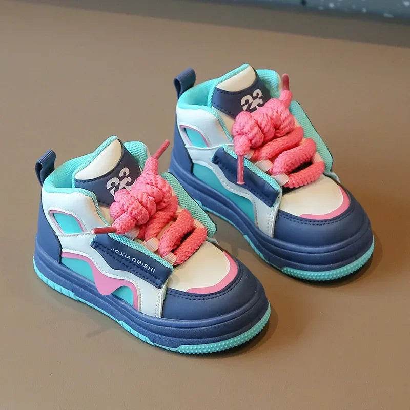 Trendy Basktball Shoes for Children Durable Non-slip High Top Mix Color tenis Shoes Kids Student Flat Heel Sport Sneakers G10301 - Touchy Style