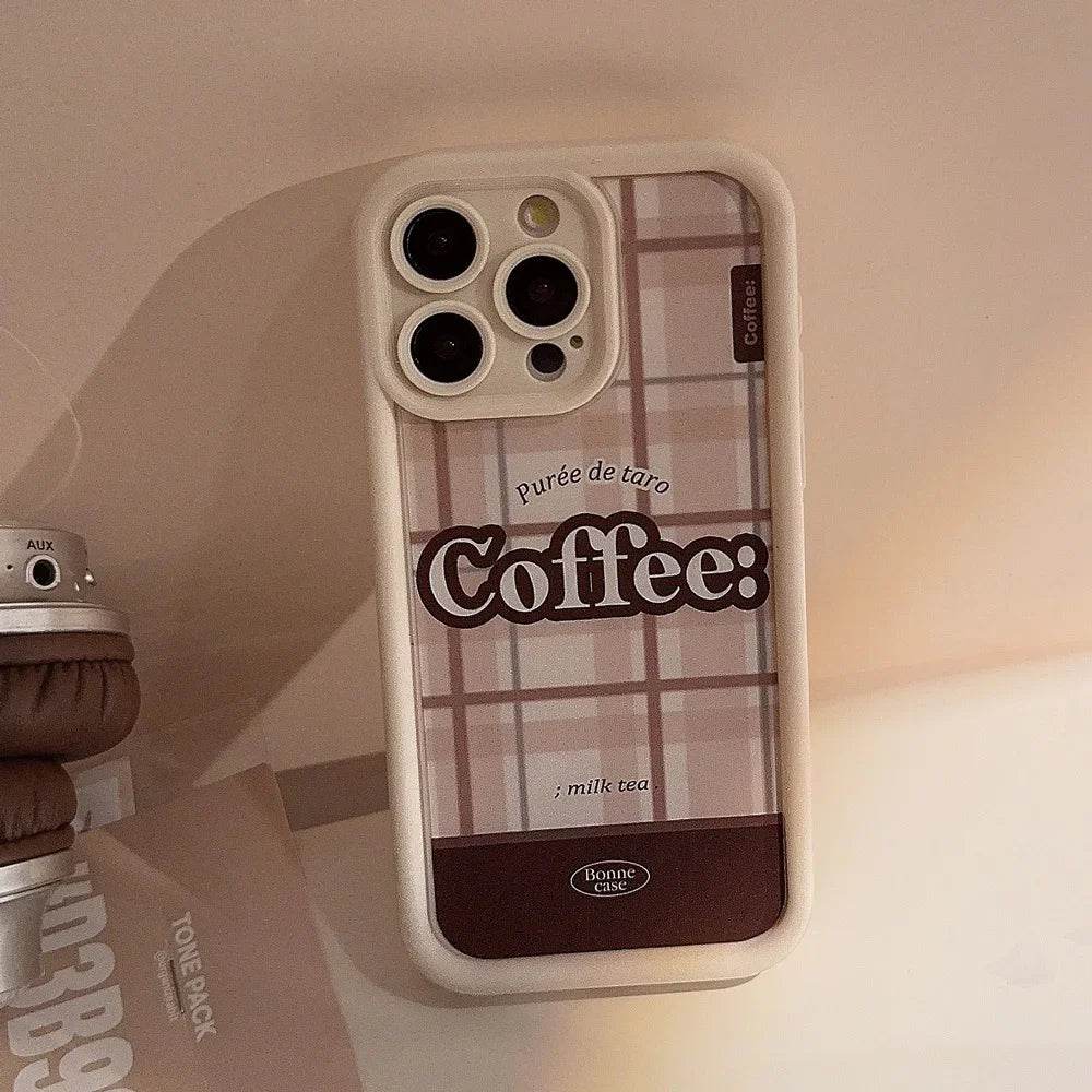 Cute Phone Cases For iPhone 16, 15, 14, 13, 12, 11 Pro Max, Xr, 16 Plus - Coffee Chocolate Plaid Stripes Art Soft Cover - CC6411 - Touchy Style
