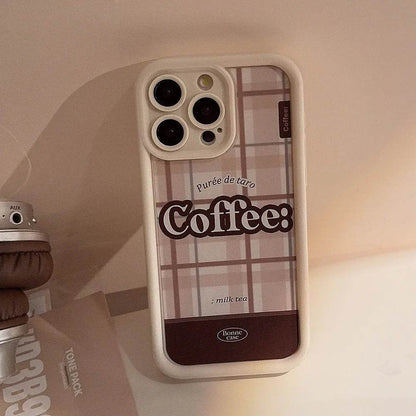 Cute Phone Cases For iPhone 16, 15, 14, 13, 12, 11 Pro Max, Xr, 16 Plus - Coffee Chocolate Plaid Stripes Art Soft Cover - CC6411 - Touchy Style
