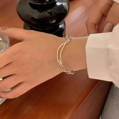 PANJBJ 925 Sterling Silver Line Tie Bracelet for Women Hollow Out Hook Buckle Korean Ins Punk Jewelry Party Gifts Dropshipping - Touchy Style