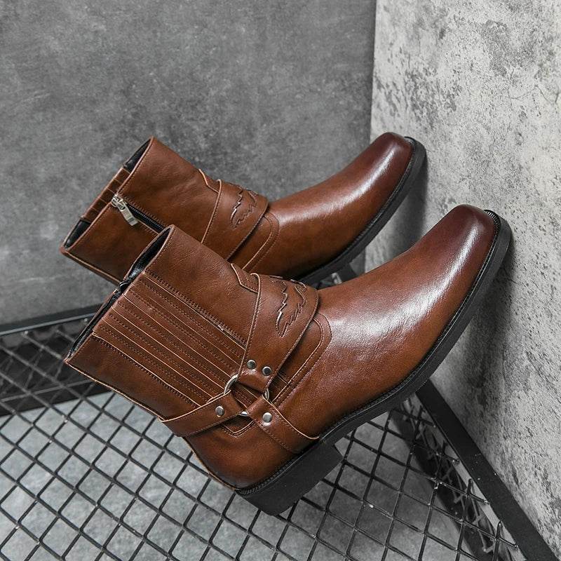 Genuine Leather Mens Chelsea Boots Brand Designer Dress Boots Men Fashion Casual Business Ankle Boots Slip on Business Footwear - Touchy Style