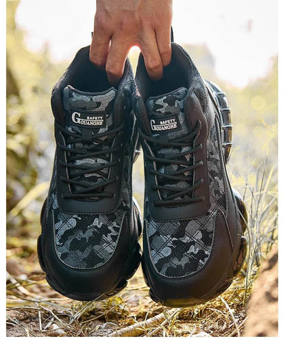 Camouflage Men Safety Shoes Quality Work Sneakers Air Cushion Men Protective Shoes Anti-smash Anti Puncture Work Boots Non-slip - Touchy Style
