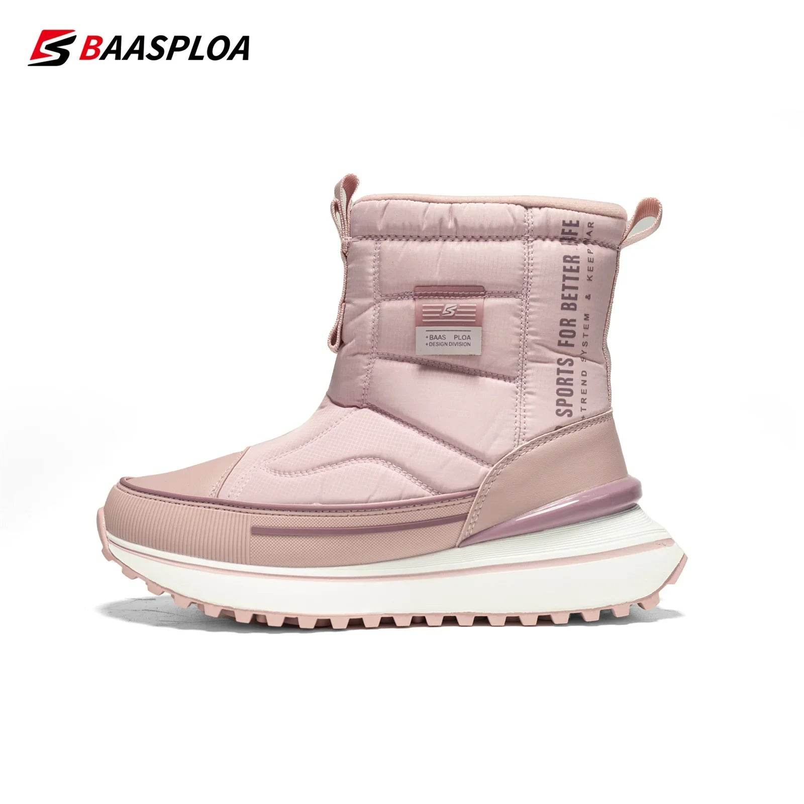 Baasploa Women Winter Snow Boots Leather Waterproof Ankle Boots for Men Fashion Plush Warm Walking Shoe Anti Slip Wear-Resistant - Touchy Style