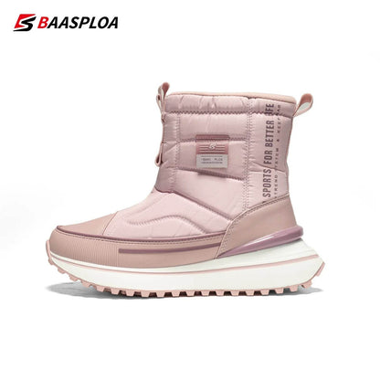 Baasploa Women Winter Snow Boots Leather Waterproof Ankle Boots for Men Fashion Plush Warm Walking Shoe Anti Slip Wear-Resistant - Touchy Style
