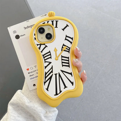 Funny Cartoon 3D Clock  Phone Case For iPhone 16 Pro Max 15 14 13 12 Pro Max 11 Anti Fall Soft Silicone Cover