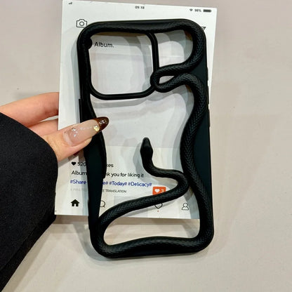 Luxury Plating 3D Snake Hollow Plain Phone Case For iPhone 16 15 14 13 12 11 Pro Max INS Fashion Creativity Shockproof Cover