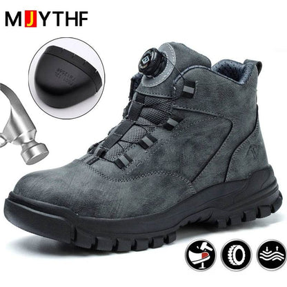 Rotating Buttons Work Boots Men Steel Toe Shoes Safety Boots Puncture-Proof Protective Shoes Waterproof Indestructible Shoes New - Touchy Style