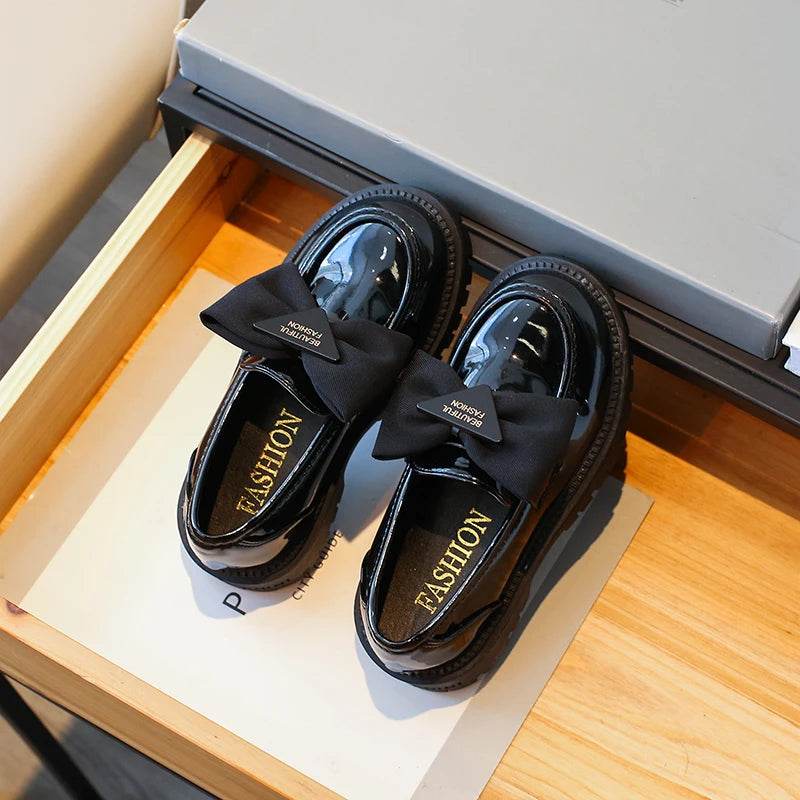 Kids Loafers Black Bow Versatile 2023 Breatheable Slip-on Simple Children Fashion Leather Shoes Cute Sweet Princess Casual Shoes - Touchy Style