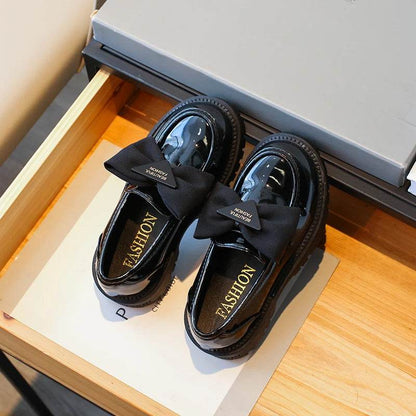 Kids Loafers Black Bow Versatile 2023 Breatheable Slip-on Simple Children Fashion Leather Shoes Cute Sweet Princess Casual Shoes - Touchy Style