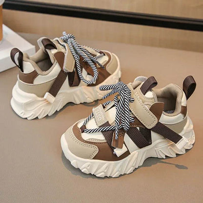 New Arrival Children Sneakers Pretty Silhouette Girl Running Shoes Pink Black Khaki Trendy Kids Shoes Boys Training Shoes G09212 - Touchy Style