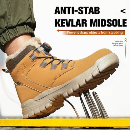 Rotating Button Winter Boots Men Safety Shoes Puncture-Proof Work Boots Steel Toe Shoes Waterproof Protective Shoes Cotton Boots - Touchy Style