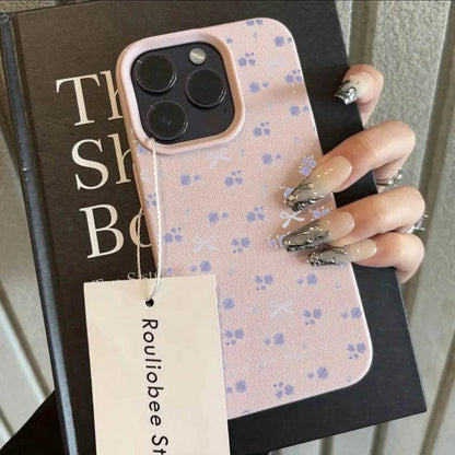 Cute Phone Cases For iPhone 16, 15, 14 Pro Max, 13, 12, 11 - Flower Lichee and Bowknots Pattern - Silicone Back Cover - Touchy Style