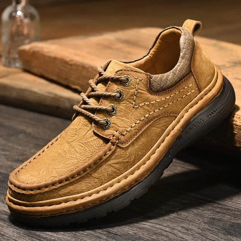 Genuine Leather Mens Loafers Anti-slip Rubber Man Casual Shoes Vintage Style Walk Shoes Slip-On Hiking Footwear Luxury Moccasins - Touchy Style