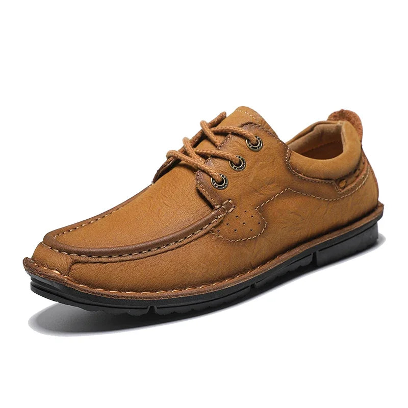 New High Quality Men Hiking Shoes Genuine Leather Casual Shoes Hand-stitching Male Treking Shoes Versatile Sneakers Oxford Shoes