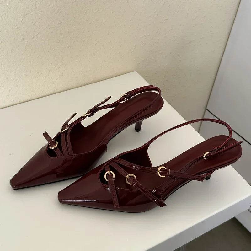 Eilyken Designer Narrow Band Buckle Strap Pumps Women Sexy Pointed Toe Thin Heels Wedding Banquet Dress Mule Ladies Shoes - Touchy Style
