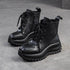 Handmade Woman Genuine Leather Sneakers Thick Soled Short Boots Height Increasing British style Platform Women&
