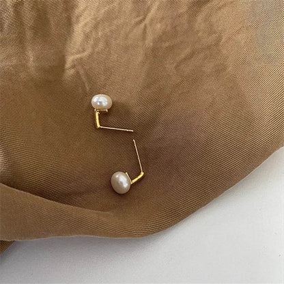 925 Sterling Silver French Exquisite Natural Freshwater Pearl Earrings for Women Temperament Wedding Party Jewelry Accessories - Touchy Style