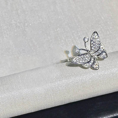 PANJBJ 925 Sterling Silver Butterfly Set A Rings For Women Zircon Personality Grace Jewelry Banquet Gift Dropshipping - Touchy Style