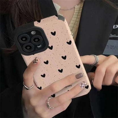 Fashion Zebra Black White Stripes Case Little Love Heart Cases For iPhone 13 15 11 14 12 Pro Max Plus Silicone Shockproof Cover