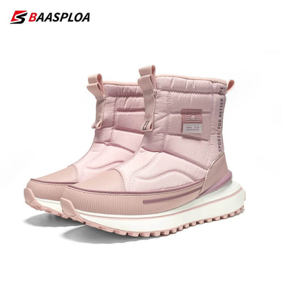 Baasploa Women Cotton Shoes Winter Leather Waterproof Non-Slip Comfortable Warm Plush New Women Outdoor Snow Ankle Boots - Touchy Style