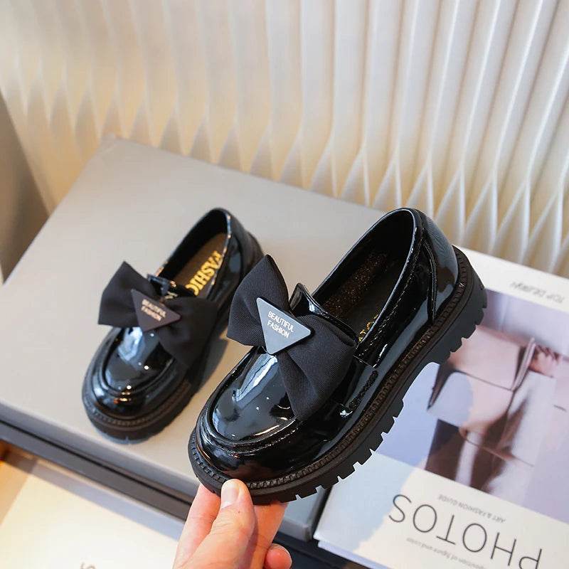 Kids Loafers Black Bow Versatile 2023 Breatheable Slip-on Simple Children Fashion Leather Shoes Cute Sweet Princess Casual Shoes - Touchy Style