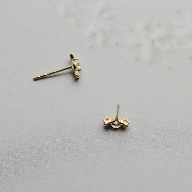925 Sterling Silver Plated 14K Gold Zircon Candy Earrings for Women Korean Mini Cute Jewelry Accessories - Touchy Style